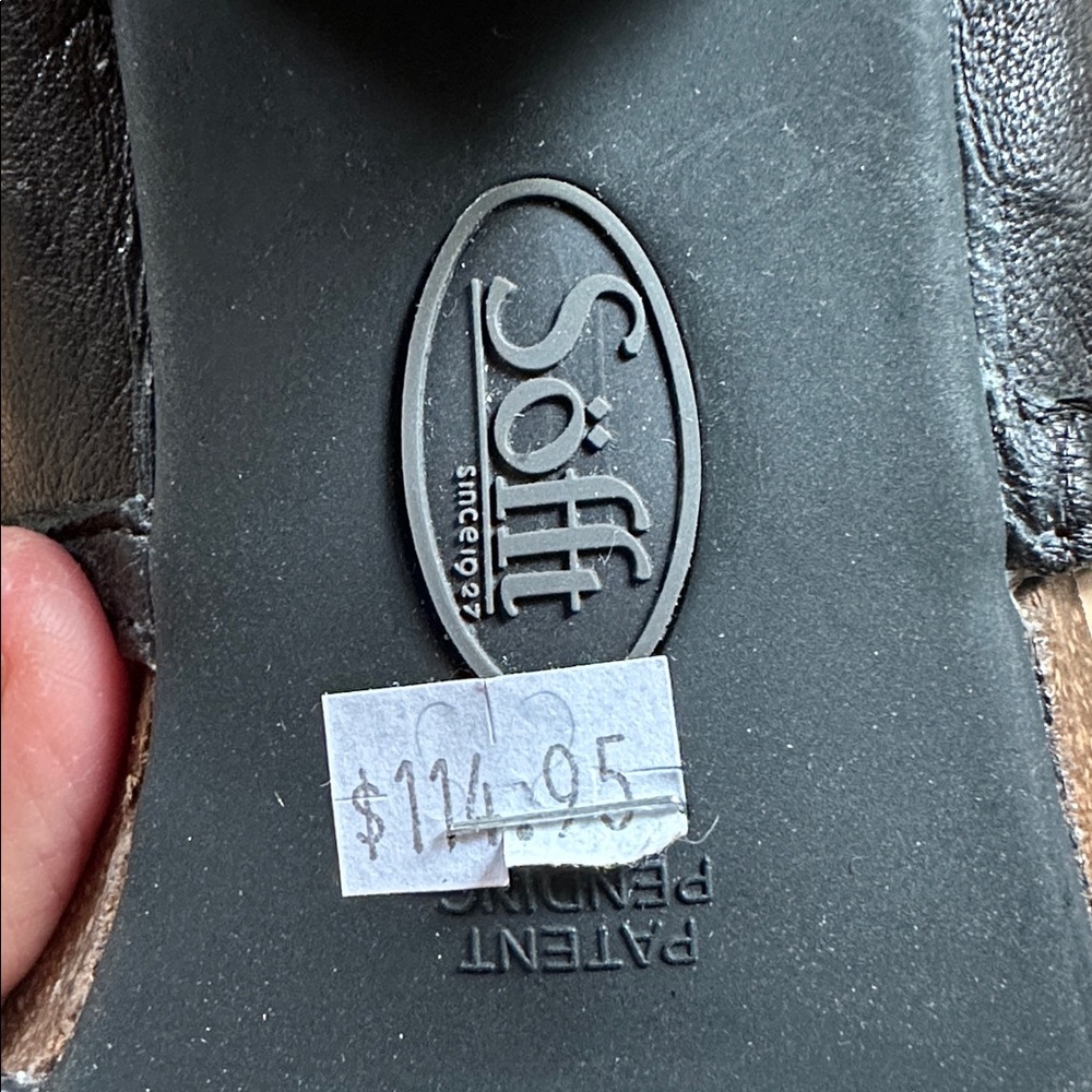 Sofft Milan Black Leather Side Zip Ankle Cuff,  Open Toe  Sandals. Brand New. - Picture 9 of 12